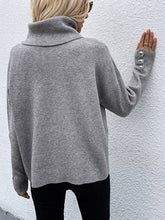 Load image into Gallery viewer, Sheer Trend - Casual Loose Solid Color High-Neck Long Sleeves Knitwear