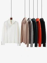 Load image into Gallery viewer, Sheer Trend - Casual Loose Solid Color High-Neck Long Sleeves Knitwear