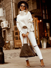 Load image into Gallery viewer, Sheer Trend - Casual Loose Solid Color High-Neck Long Sleeves Knitwear