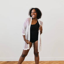 Load image into Gallery viewer, Pretty Simple - Coastal Views Crochet Tie Kimono