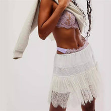 Load image into Gallery viewer, Sheer Trend - High Waist Lace Mini Skirt With Irregular Hem In Solid Color