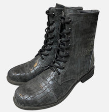 Load image into Gallery viewer, Grey Animal Print Combat Boot - Very Volatile