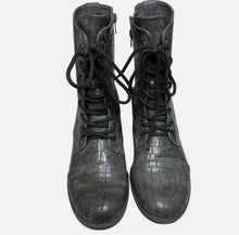 Load image into Gallery viewer, Grey Animal Print Combat Boot - Very Volatile