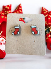 Load image into Gallery viewer, Holiday Crafted Wooden Earrings - Hand Painted - Laser Cut