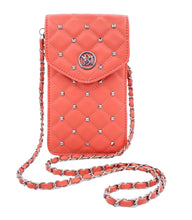 Load image into Gallery viewer, Quilted Faux Leather Crossbody Phone Case - Black or Peach - Badgley Mischka