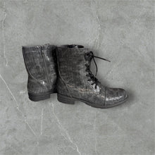 Load image into Gallery viewer, Grey Animal Print Combat Boot - Very Volatile