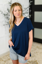 Load image into Gallery viewer, Top Shelf Basic V-Neck Ribbed Tee in Navy
