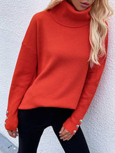 Load image into Gallery viewer, Sheer Trend - Casual Loose Solid Color High-Neck Long Sleeves Knitwear