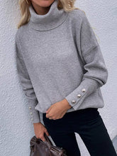 Load image into Gallery viewer, Sheer Trend - Casual Loose Solid Color High-Neck Long Sleeves Knitwear