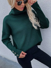 Load image into Gallery viewer, Sheer Trend - Casual Loose Solid Color High-Neck Long Sleeves Knitwear