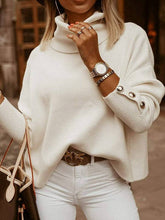 Load image into Gallery viewer, Sheer Trend - Casual Loose Solid Color High-Neck Long Sleeves Knitwear