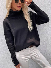 Load image into Gallery viewer, Sheer Trend - Casual Loose Solid Color High-Neck Long Sleeves Knitwear
