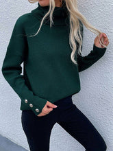 Load image into Gallery viewer, Sheer Trend - Casual Loose Solid Color High-Neck Long Sleeves Knitwear