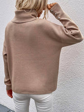 Load image into Gallery viewer, Sheer Trend - Casual Loose Solid Color High-Neck Long Sleeves Knitwear