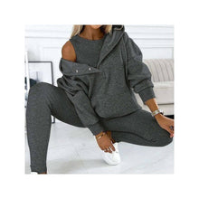 Load image into Gallery viewer, Sheer Trend - 3-Piece Set- Leisure Hoodie, Thick Ribbed Vest, And Pants