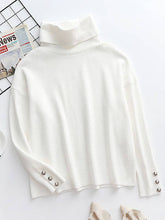 Load image into Gallery viewer, Sheer Trend - Casual Loose Solid Color High-Neck Long Sleeves Knitwear