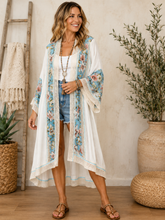 Load image into Gallery viewer, Blue Skies and Blooms Kimono - Pol