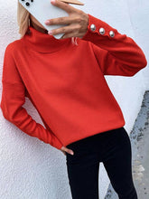 Load image into Gallery viewer, Sheer Trend - Casual Loose Solid Color High-Neck Long Sleeves Knitwear