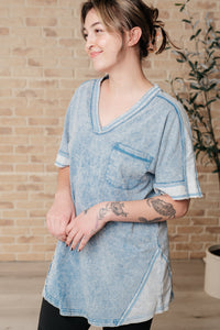 Earthy Chic Mineral Wash Mini Dress in Denim - Very J