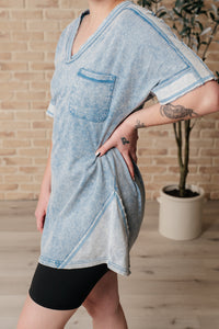 Earthy Chic Mineral Wash Mini Dress in Denim - Very J