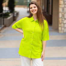 Load image into Gallery viewer, Buttoned Up Lime Top - style 30001 view 2