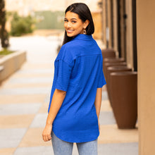 Load image into Gallery viewer, Buttoned Up Royal Top - style 30001 view 3