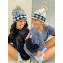 Load image into Gallery viewer, Buffalo Check Mixed Print Fur Pom - CC Beanie