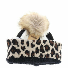 Load image into Gallery viewer, Leopard/Buffalo Mixed Print Fur Pom - CC Beanie