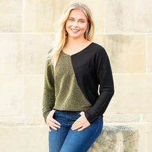 Load image into Gallery viewer, Shimmer Down Black Top - style 40005