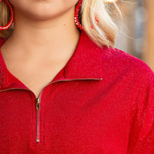 Load image into Gallery viewer, Sparkle On Red Pullover - style 40069 view 3