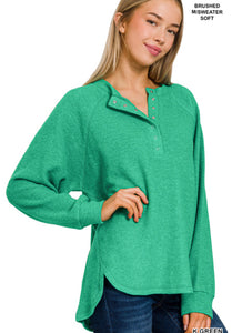 Melange Henley -4 Colors  Zenana