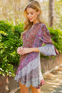 Boho Patchwork Overdyed Babydoll Dress - Young Threads