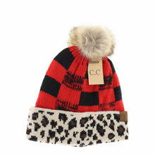 Load image into Gallery viewer, Leopard/Buffalo Mixed Print Fur Pom - CC Beanie