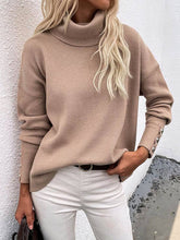 Load image into Gallery viewer, Sheer Trend - Casual Loose Solid Color High-Neck Long Sleeves Knitwear