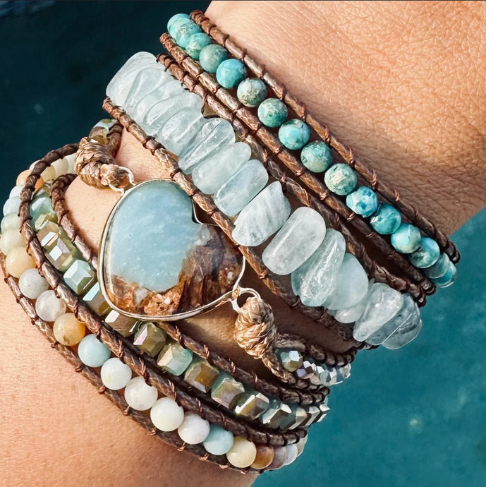 The Heart in Turquoise Long Strand Wrap Bracelet  - Kingdom Girl