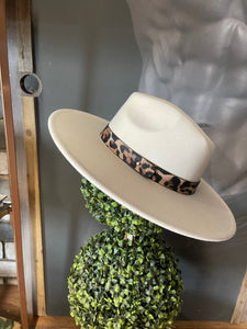 Leopard Band Panama Hat - Cream