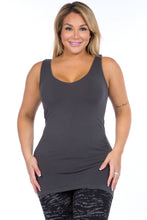 Load image into Gallery viewer, Reversible V-Scoop Neck Tank Top. New Colors!: Regular Size / Black