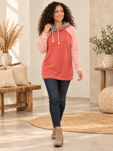 Load image into Gallery viewer, Coral Color Block Double Hoodie - Ampersand Avenue