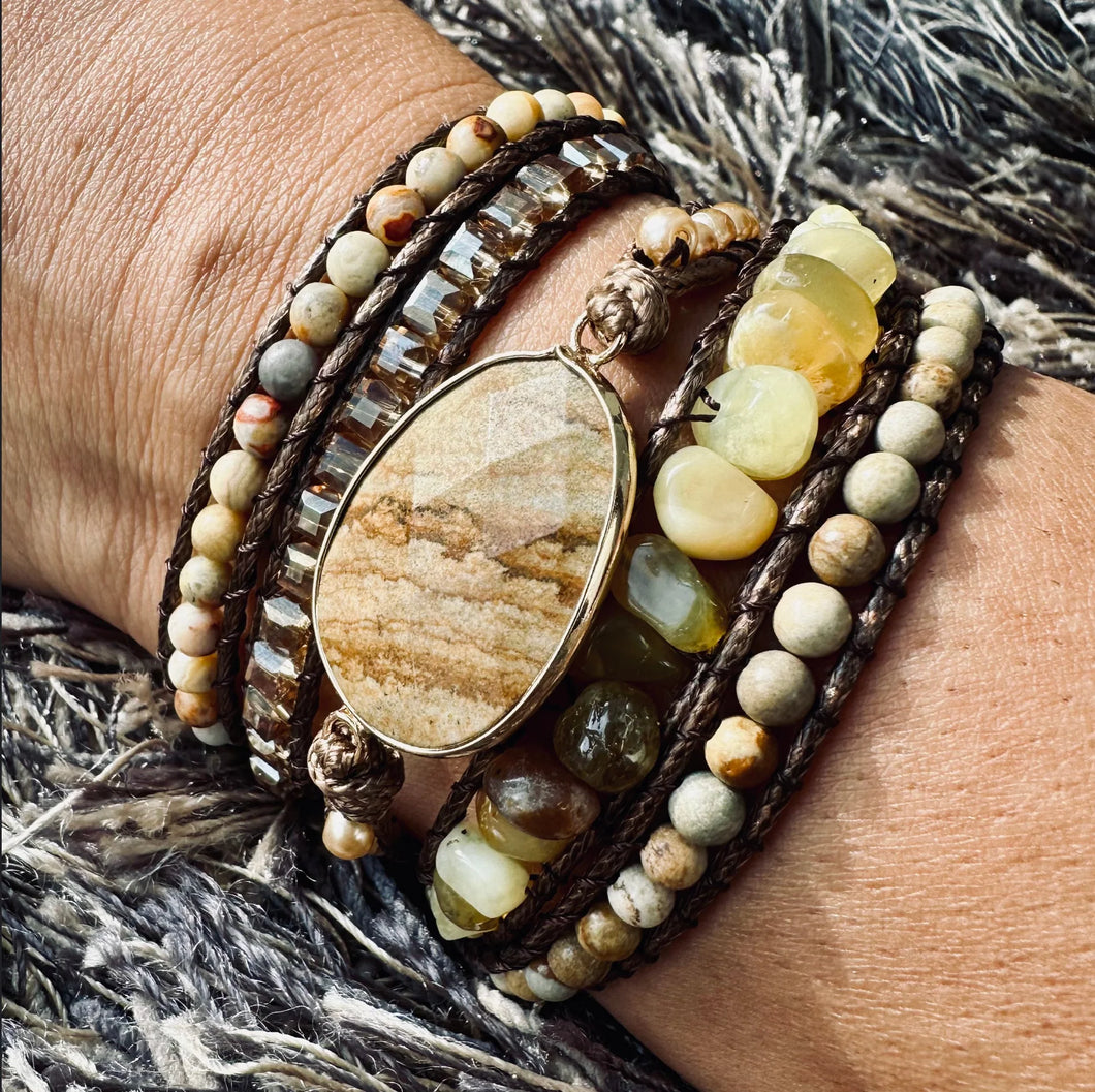 Earth Tone Long Strand Wrap Bracelet  - Kingdom Girl