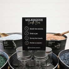 Load image into Gallery viewer, Milkhouse Candle Company - Candle Bar Table Tent Instruction Sign – Shelf Talker
