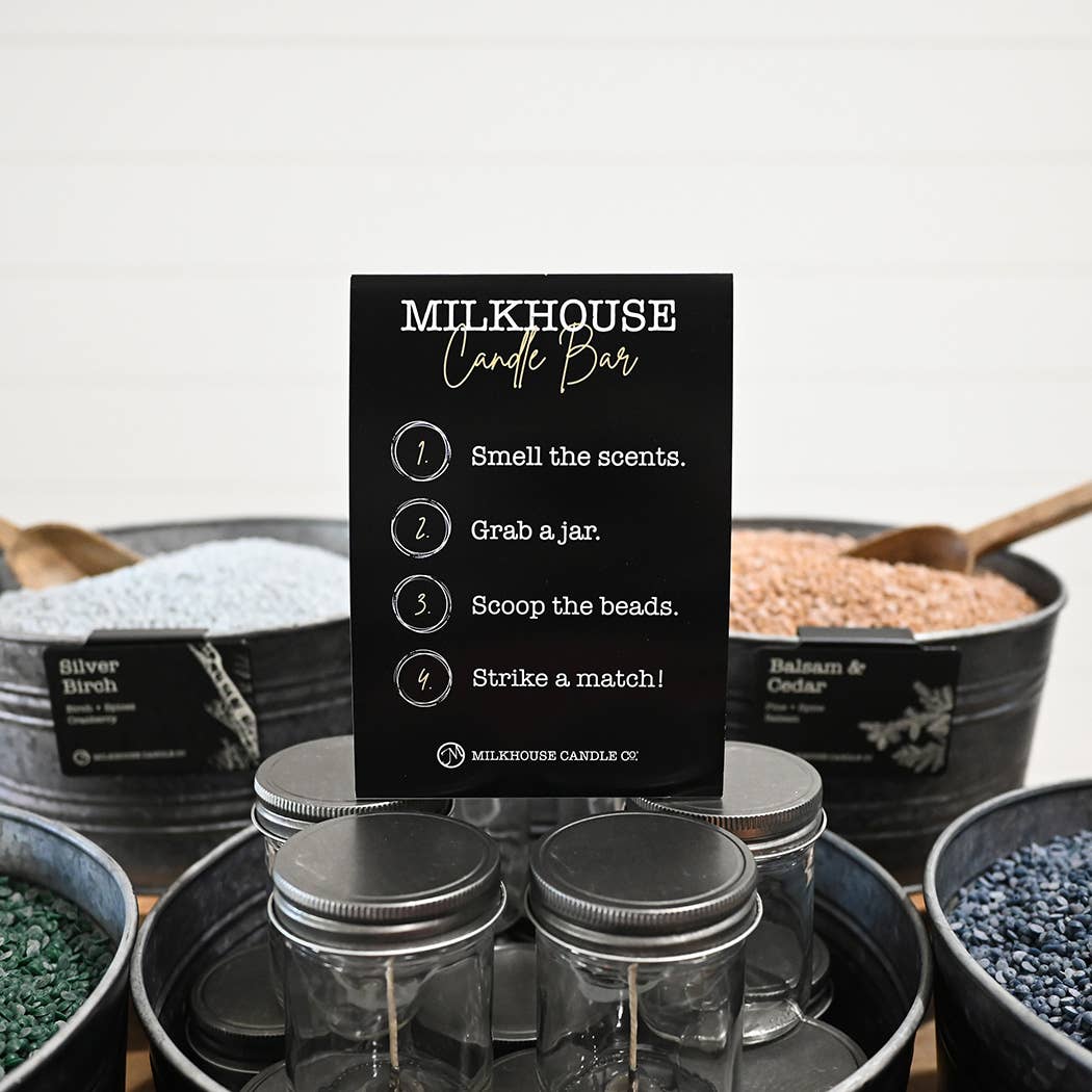 Milkhouse Candle Company - Candle Bar Table Tent Instruction Sign – Shelf Talker