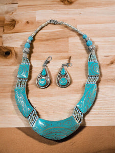 Turquoise Wave Necklace - Tibetan