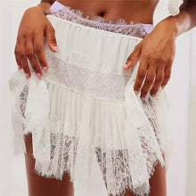Load image into Gallery viewer, Sheer Trend - High Waist Lace Mini Skirt With Irregular Hem In Solid Color