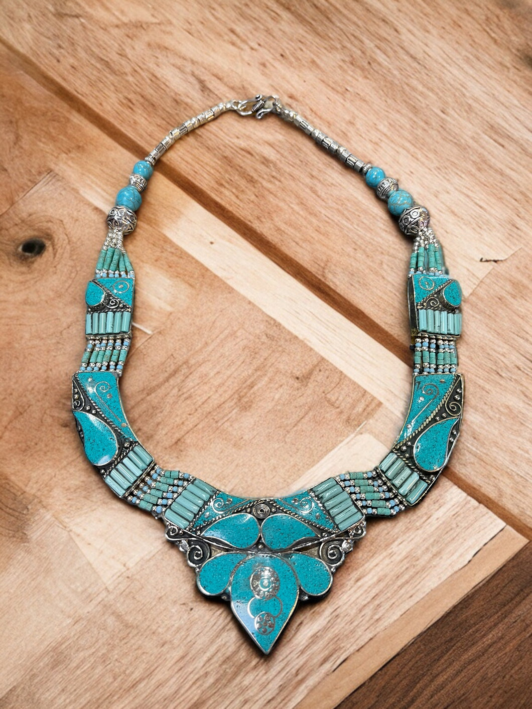 Turquoise Blossom Necklace - Tibetan