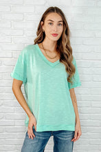 Load image into Gallery viewer, Basic Instinct Drop Shoulder V-Neck Tee in Mint