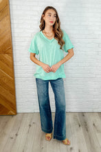 Load image into Gallery viewer, Basic Instinct Drop Shoulder V-Neck Tee in Mint