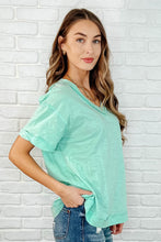 Load image into Gallery viewer, Basic Instinct Drop Shoulder V-Neck Tee in Mint