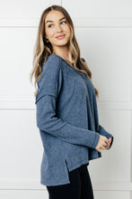Load image into Gallery viewer, Basically Freezing Brushed Hacci Top in Dusty Blue
