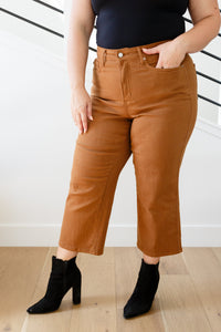 Briar High Rise Control Top Wide Leg Crop Jeans in Camel\