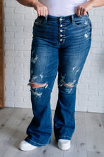 Load image into Gallery viewer, Gabriella Mid Rise Distressed Button Fly Flare